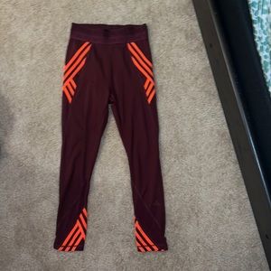 adidas ivy park 7/& tights maroon solar orange